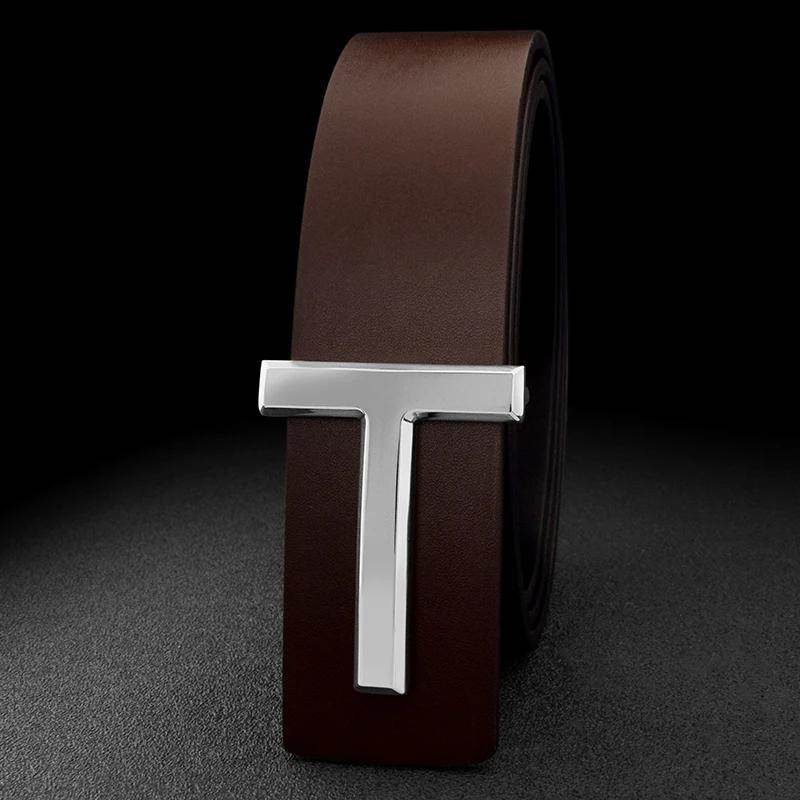 Men's Smooth Buckle Adjustable Leather Business Casual Belt - Mens Attire