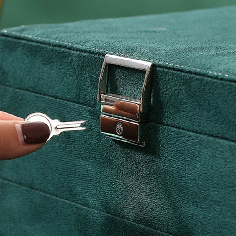 Luxury Velvet Jewelry Organizer Box with Drawers - Mens Attire