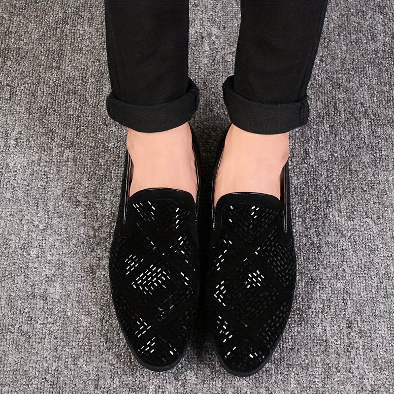 Rhinestone Men's Faux Slip-On Oxfords Shoes - Mens Attire