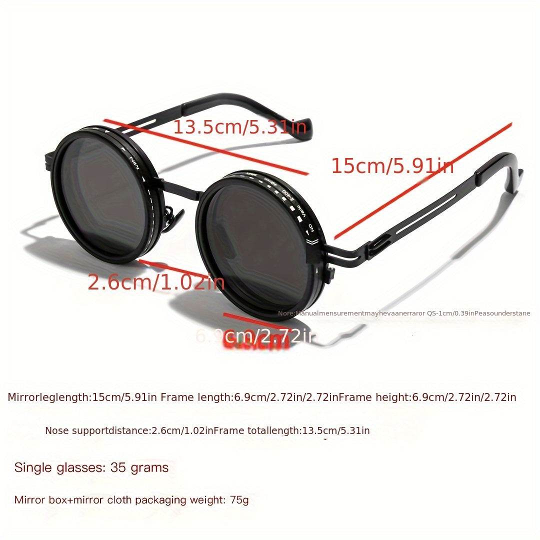 Vintage-Inspired Retro Round Glasses – 9-Level Adjustable Polarized Lens - Mens Attire