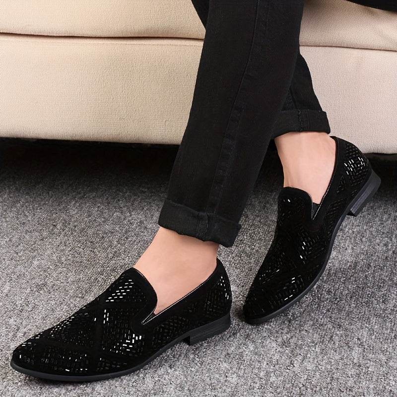 Rhinestone Men's Faux Slip-On Oxfords Shoes - Mens Attire