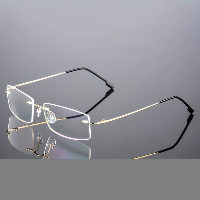 Stylish Stainless Steel Antiblue Rimless Eyeglass Frame Lightweight - Mens Attire
