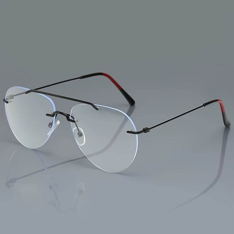 Frameless Double-Temple Pilot Glasses – Oversized Minimalist Eyewear - Mens Attire