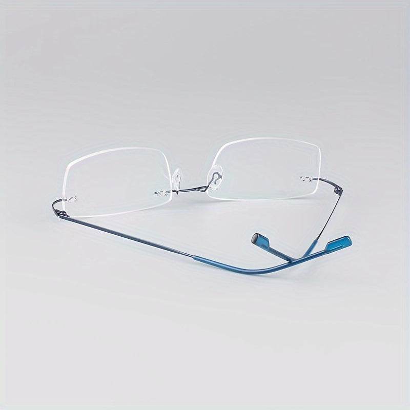 Stylish Stainless Steel Antiblue Rimless Eyeglass Frame Lightweight - Mens Attire