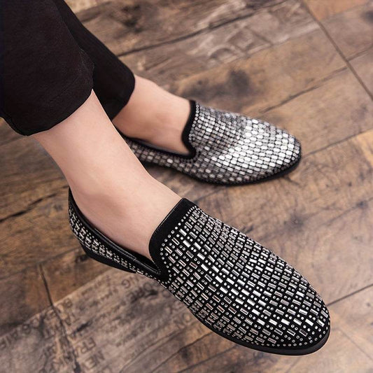 Men’s Sleek Slip-On Loafers – British Style with Sequin - Mens Attire