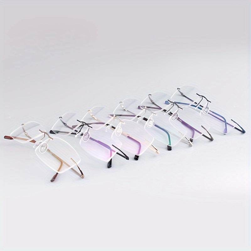 Stylish Stainless Steel Antiblue Rimless Eyeglass Frame Lightweight - Mens Attire