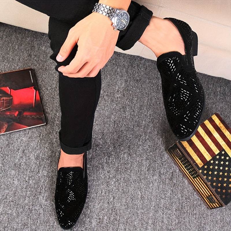 Rhinestone Men's Faux Slip-On Oxfords Shoes - Mens Attire