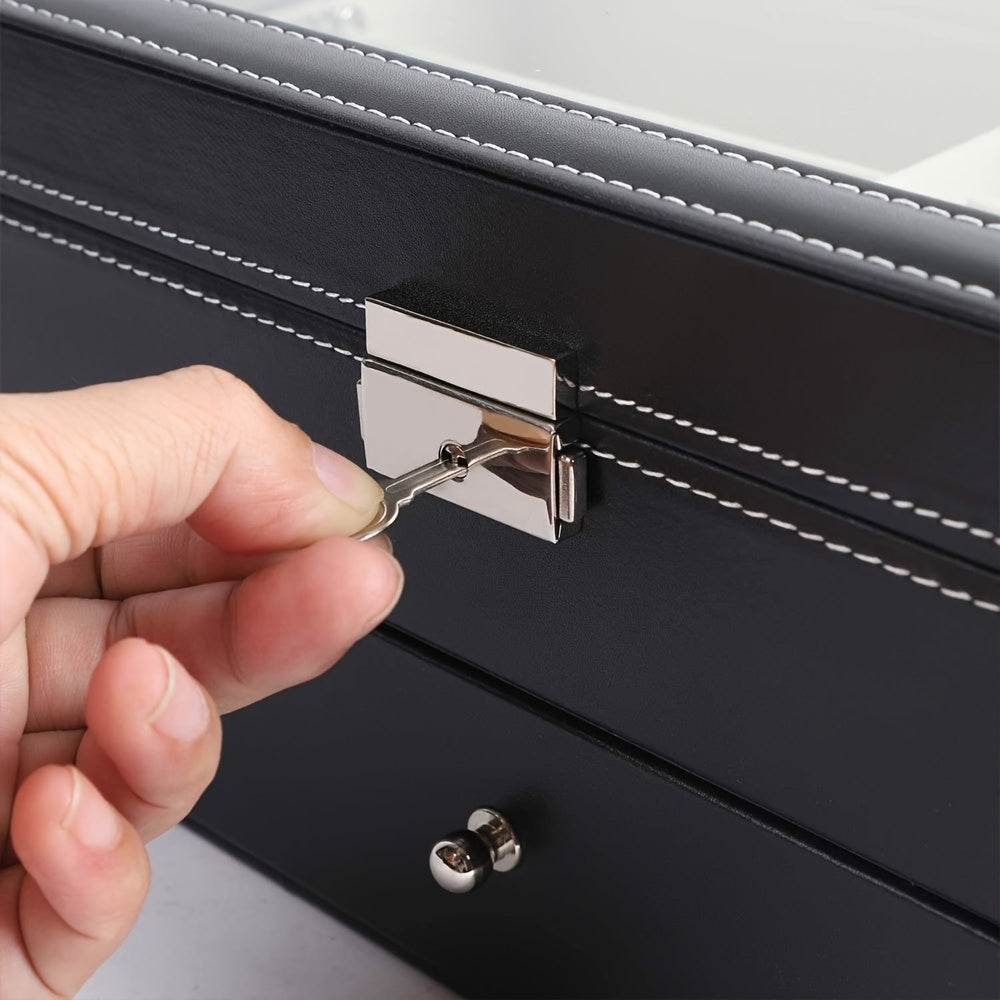 Deluxe 12-Slot Watch & Jewelry Storage Box – Faux Leather Organizer - Mens Attire