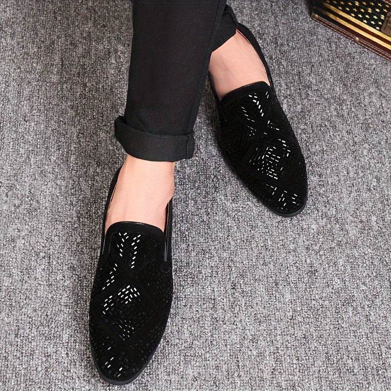 Rhinestone Men's Faux Slip-On Oxfords Shoes - Mens Attire