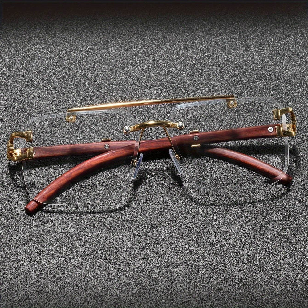 Men's Fashion Rimless Square Glasses - Mens Attire