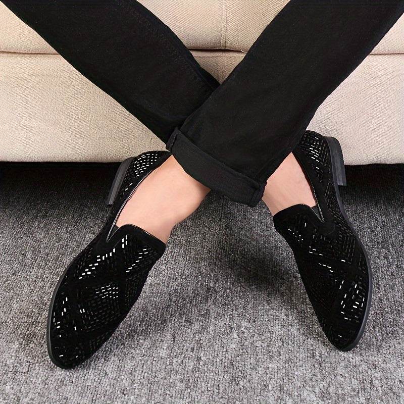 Rhinestone Men's Faux Slip-On Oxfords Shoes - Mens Attire