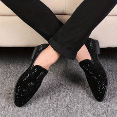 Rhinestone Men's Faux Slip-On Oxfords Shoes - Mens Attire