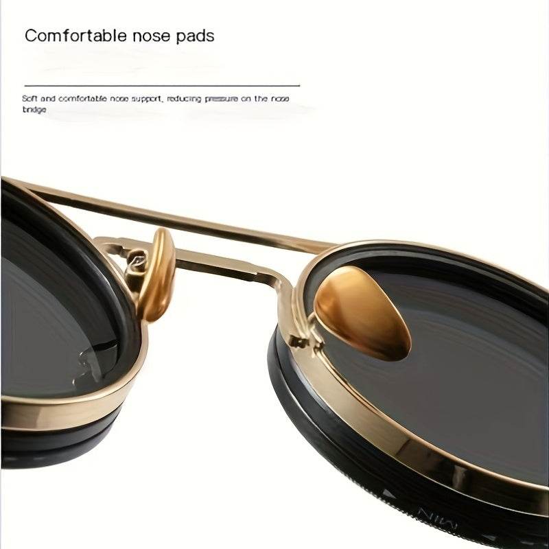 Vintage-Inspired Retro Round Glasses – 9-Level Adjustable Polarized Lens - Mens Attire