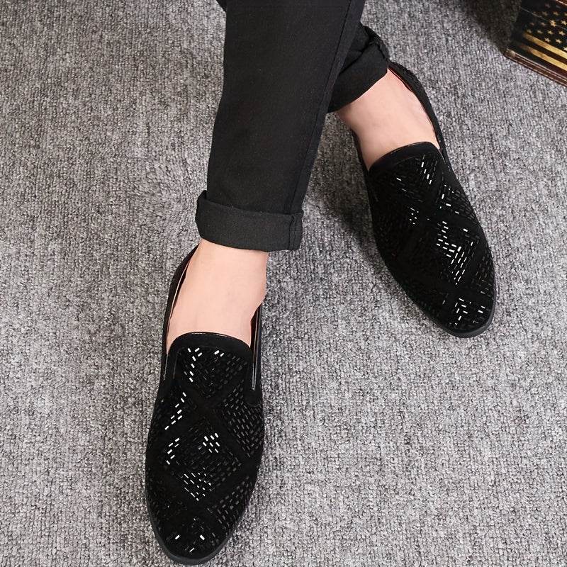 Rhinestone Men's Faux Slip-On Oxfords Shoes - Mens Attire