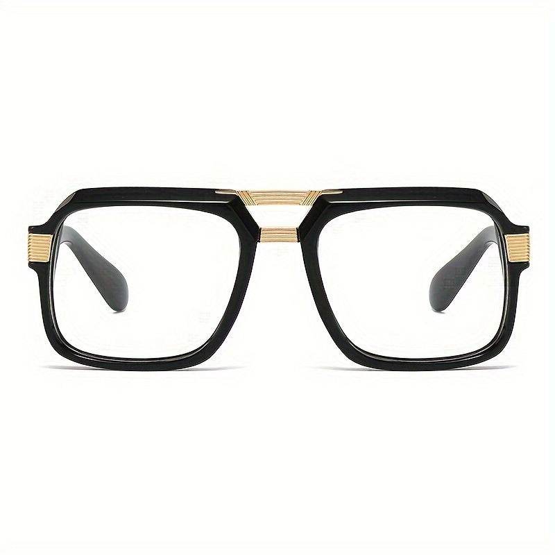 Retro Double Bridge Eyeglasses – Unisex Zinc Alloy Frame - Mens Attire