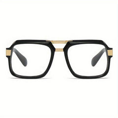 Retro Double Bridge Eyeglasses – Unisex Zinc Alloy Frame - Mens Attire
