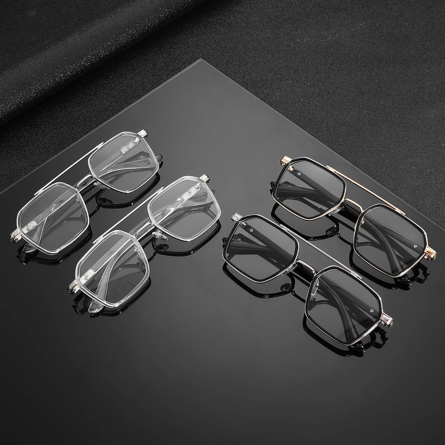 Retro Cool Hollow Mirror Frame Flat Glasses – Unisex Vintage Style - Mens Attire