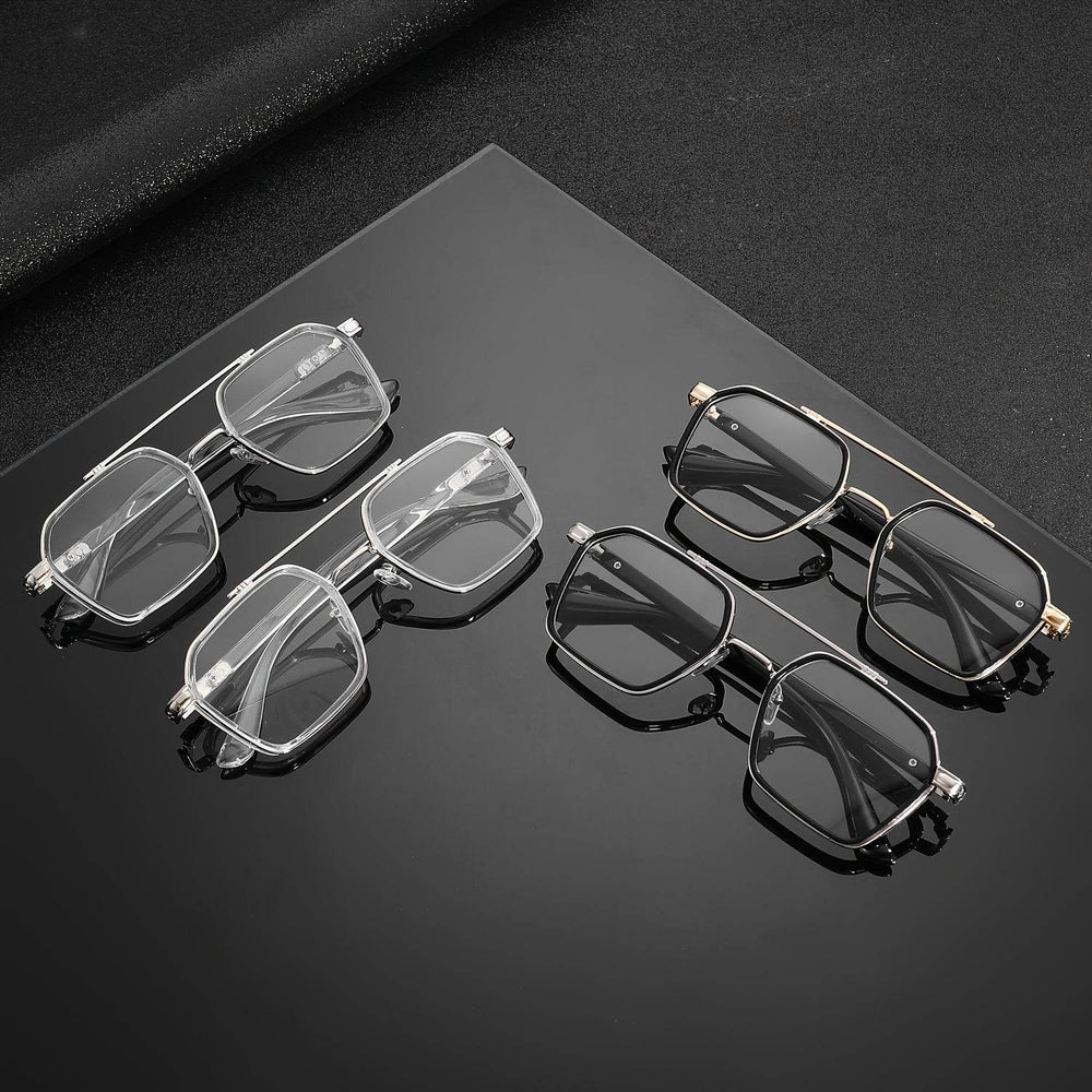 Retro Cool Hollow Mirror Frame Flat Glasses – Unisex Vintage Style - Mens Attire