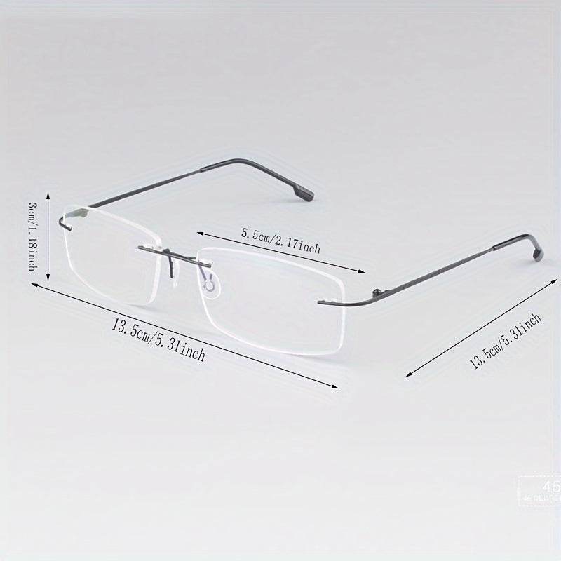 Stylish Stainless Steel Antiblue Rimless Eyeglass Frame Lightweight - Mens Attire