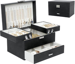 Large Capacity Multi-Layer Jewelry Box with Drawer for Girls - Mens Attire