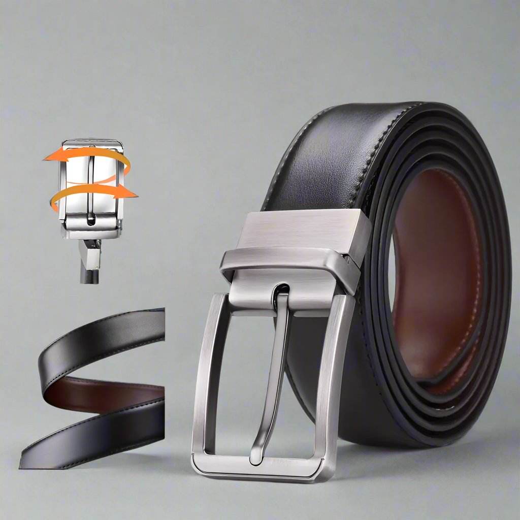Men's Genuine Leather Double Sided Belt - Mens Attire