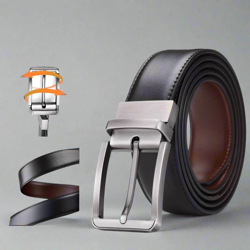 Men's Genuine Leather Double Sided Belt - Mens Attire