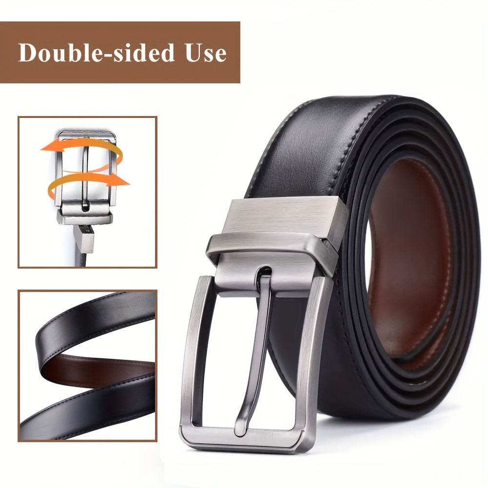 Men's Genuine Leather Double Sided Belt - Mens Attire
