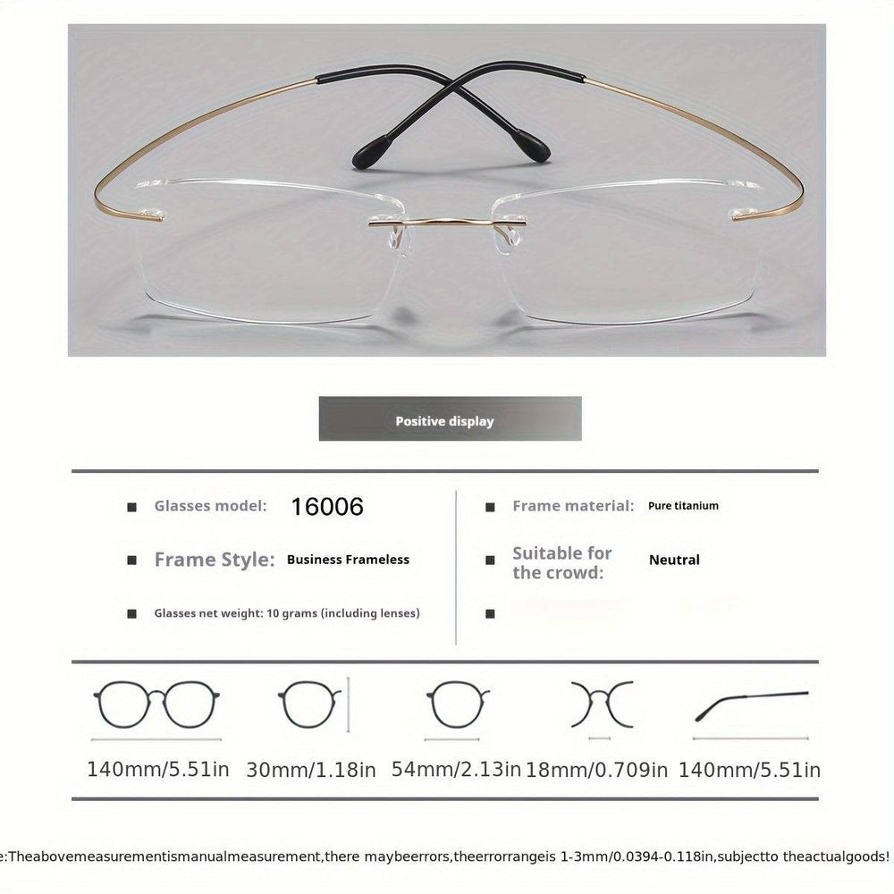 Rimless Titanium Rectangular Glasses - Mens Attire