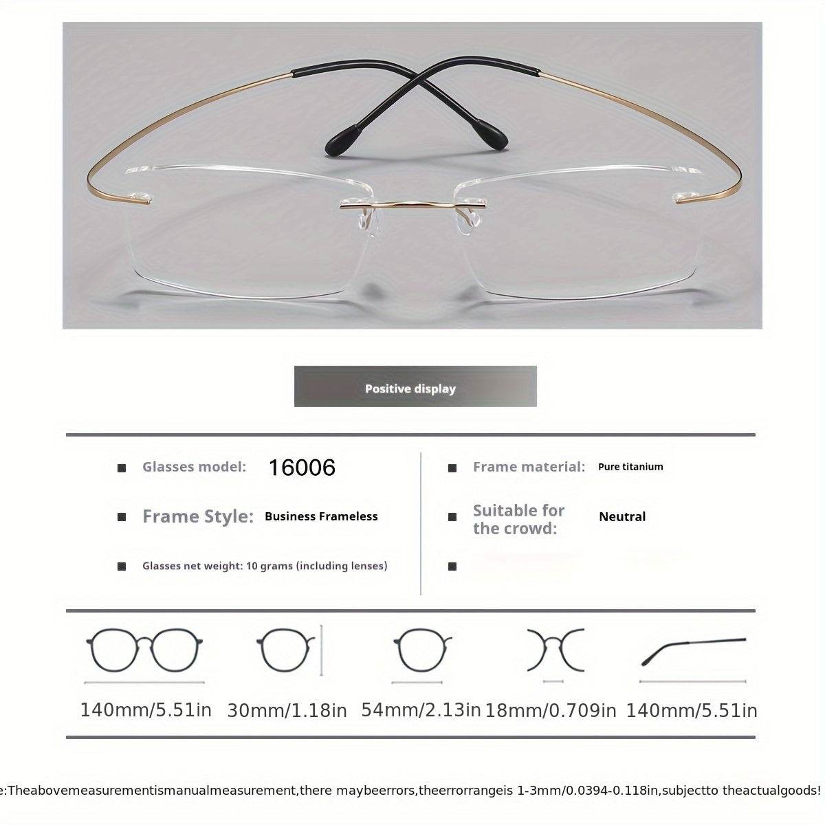 Minimalist Titanium Rimless Rectangular Antiblue Glasses - Mens Attire