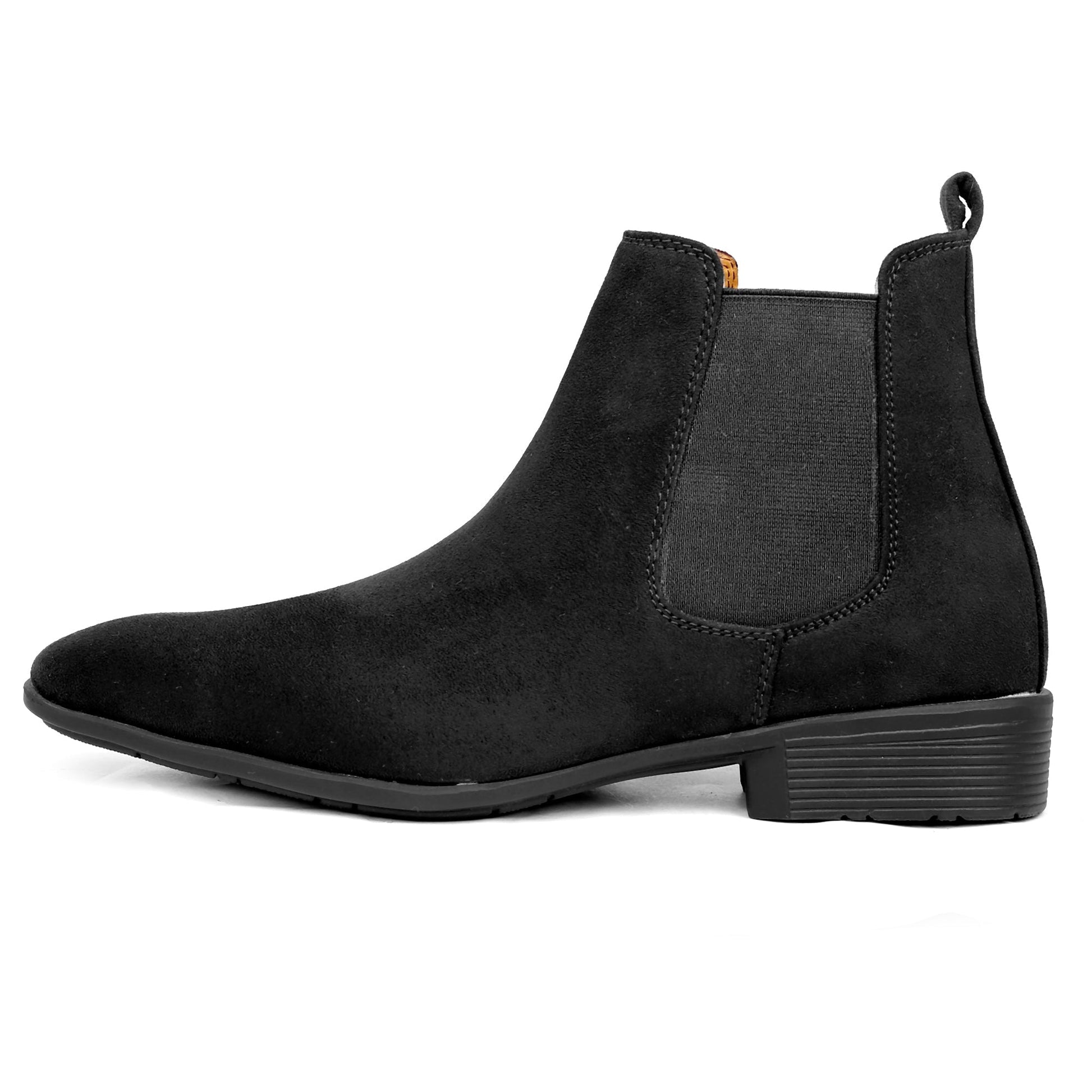 Black Chelsea boot on a white background