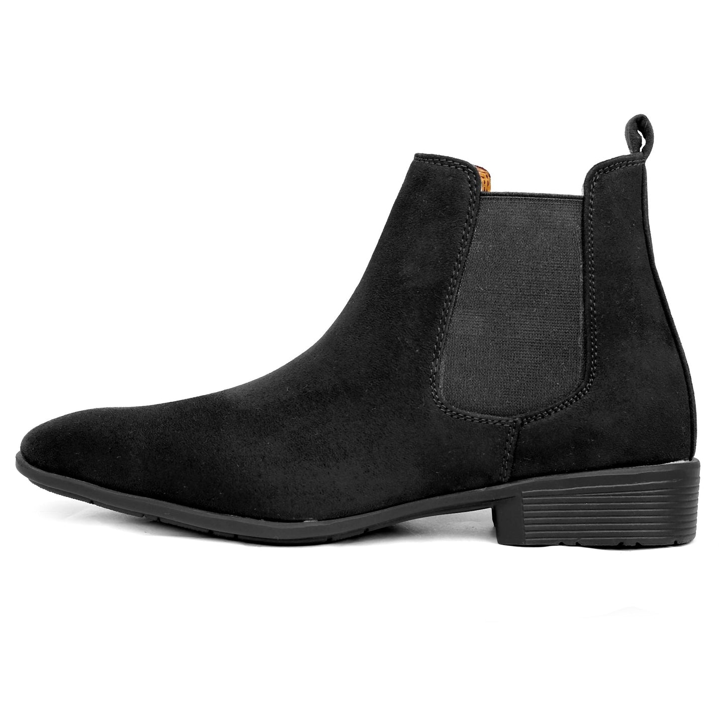 Black Chelsea boot on a white background