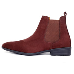Brown suede Chelsea boot on a white background