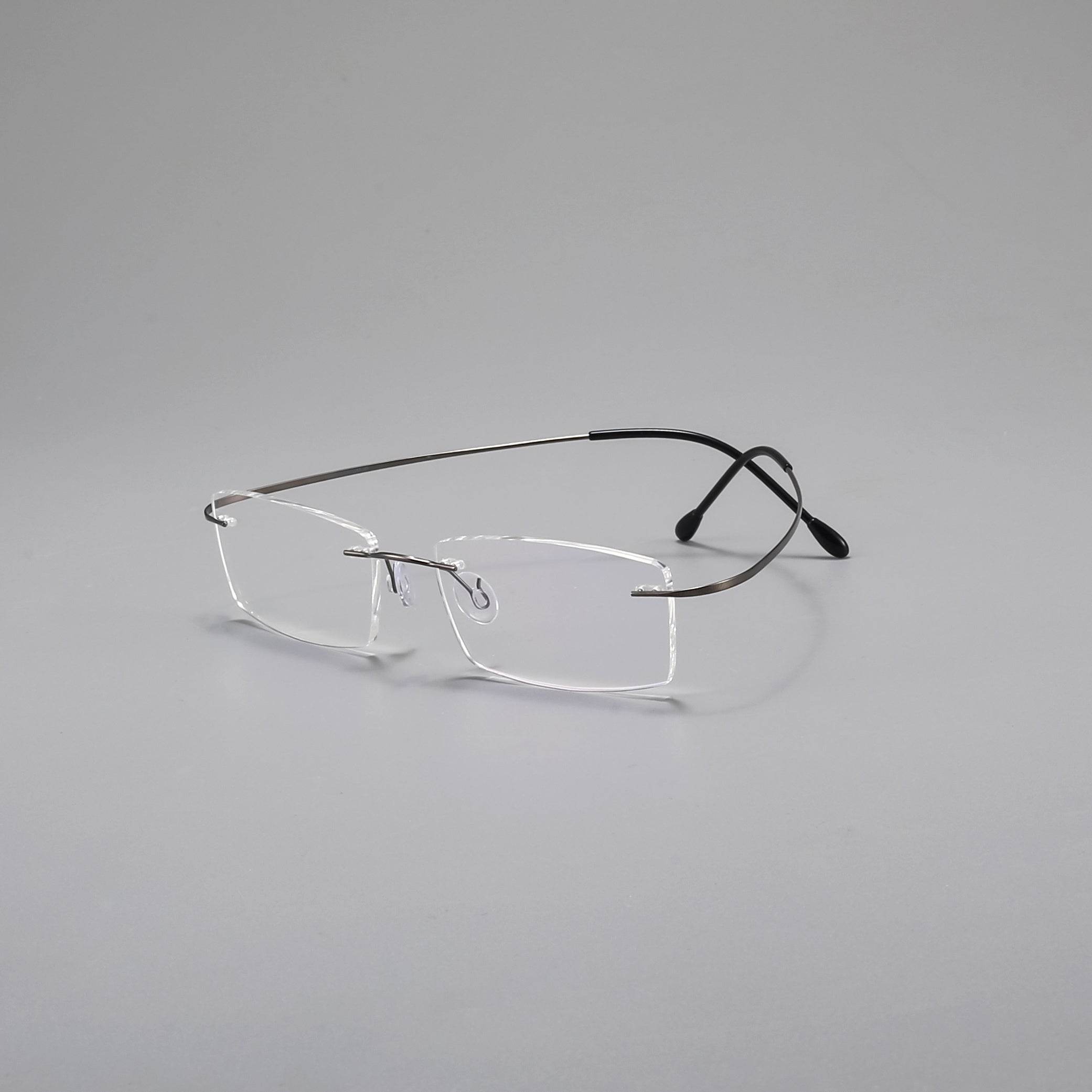 Rimless Titanium Rectangular Glasses - Mens Attire