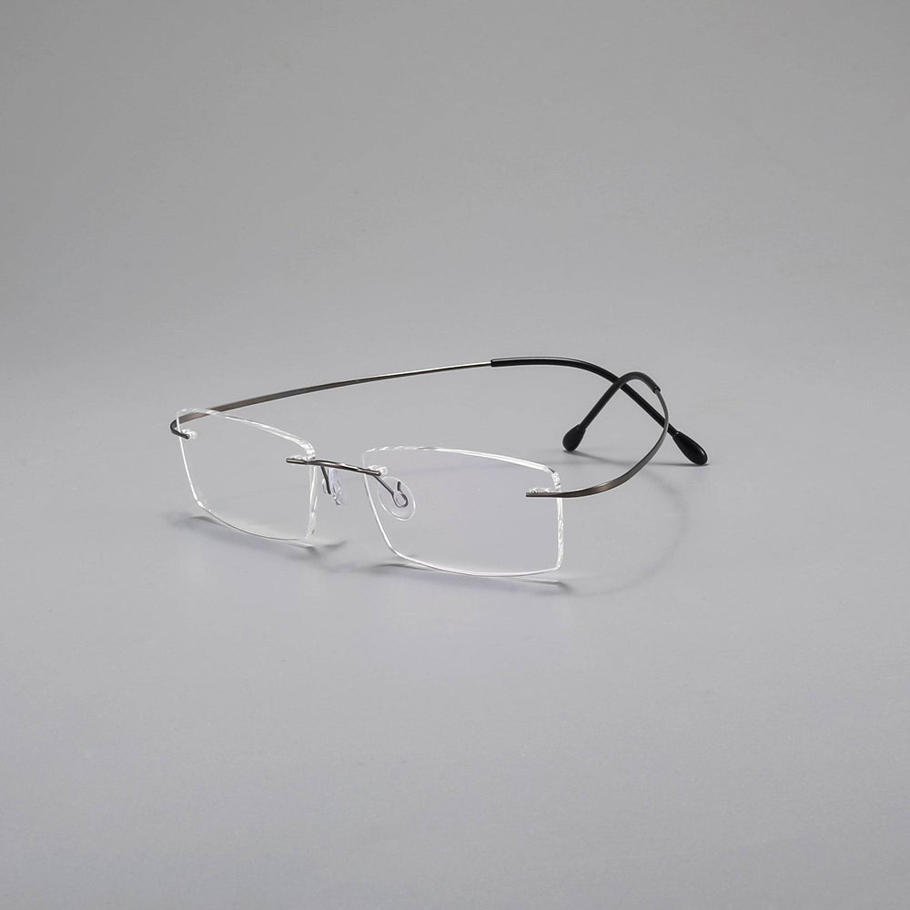 Minimalist Titanium Rimless Rectangular Antiblue Glasses - Mens Attire