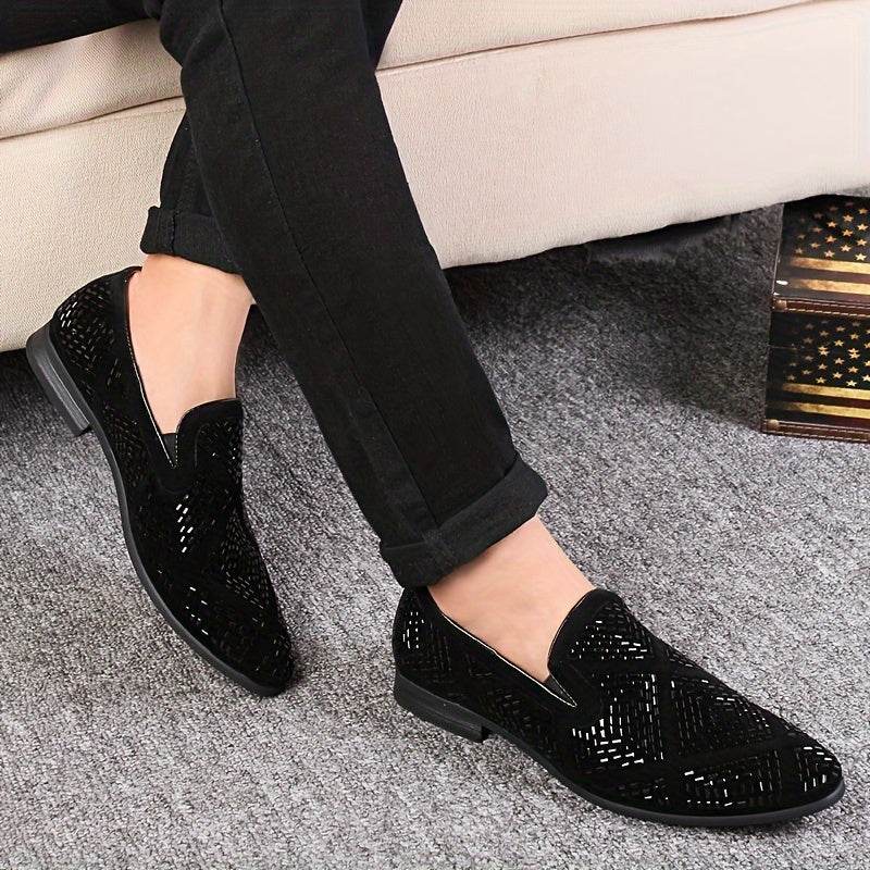 Rhinestone Men's Faux Slip-On Oxfords Shoes - Mens Attire