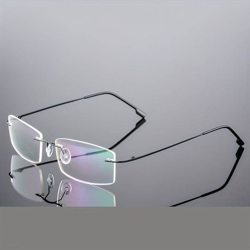 Stylish Stainless Steel Antiblue Rimless Eyeglass Frame Lightweight - Mens Attire
