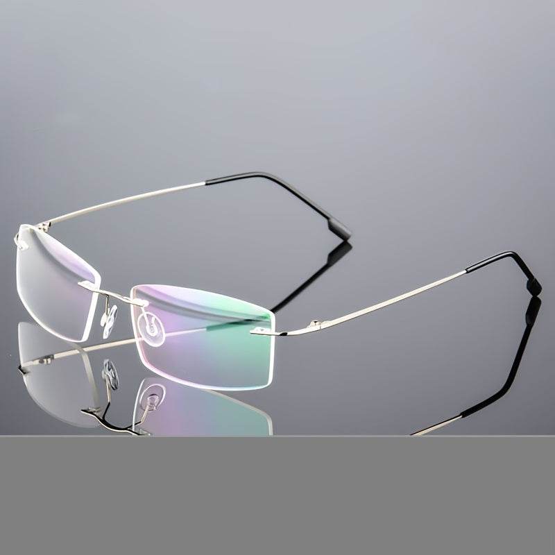 Stylish Stainless Steel Antiblue Rimless Eyeglass Frame Lightweight - Mens Attire