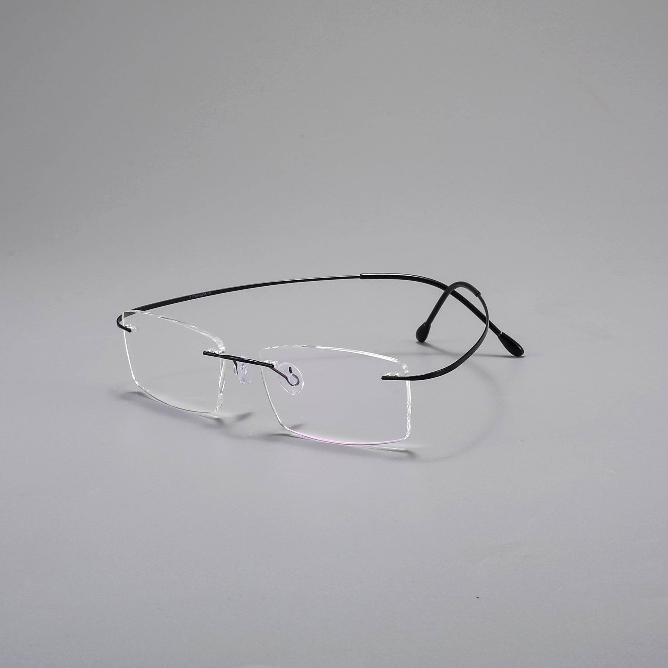 Rimless Titanium Rectangular Glasses - Mens Attire