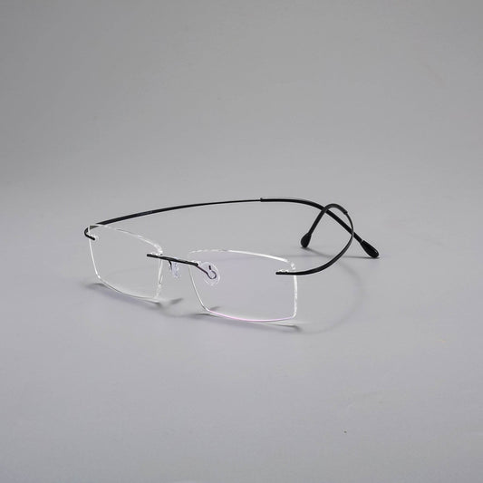 Minimalist Titanium Rimless Rectangular Antiblue Glasses - Mens Attire