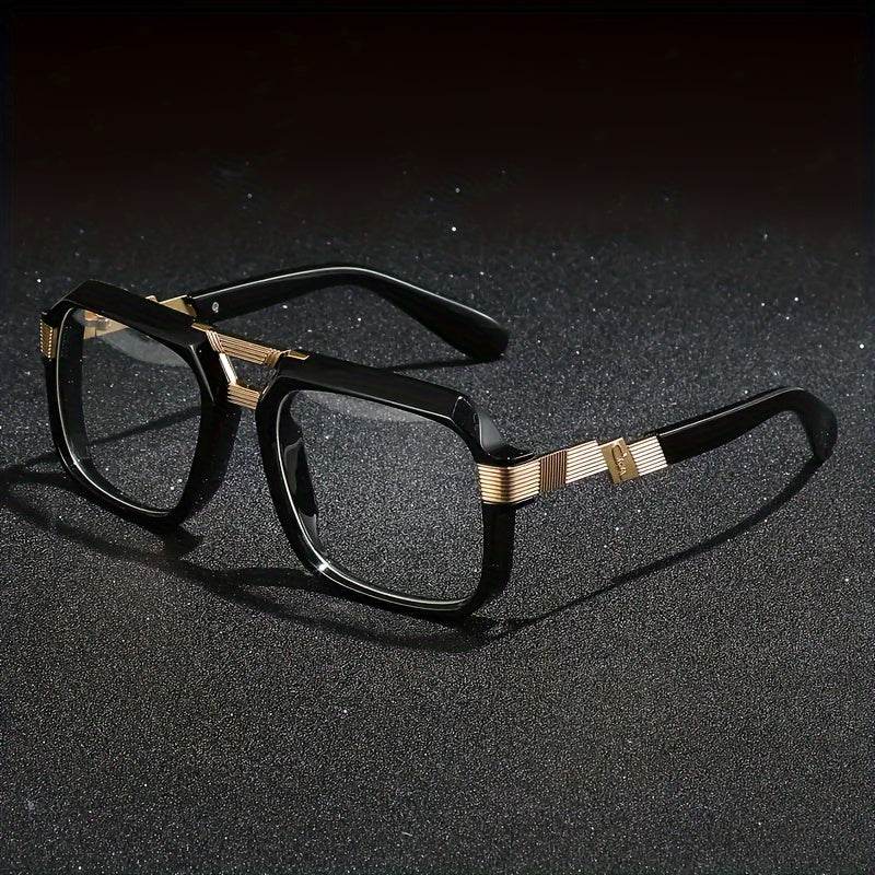 Retro Double Bridge Eyeglasses – Unisex Zinc Alloy Frame - Mens Attire