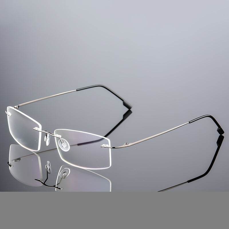 Stylish Stainless Steel Antiblue Rimless Eyeglass Frame Lightweight - Mens Attire