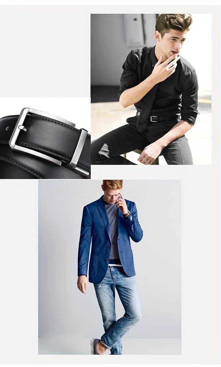 Men's Genuine Leather Double Sided Belt - Mens Attire