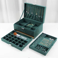 Luxury Velvet Jewelry Organizer Box with Drawers - Mens Attire