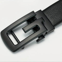Men’s Ratchet Sliding Belt – 35mm Black PU Leather with Automatic Buckle - Mens Attire