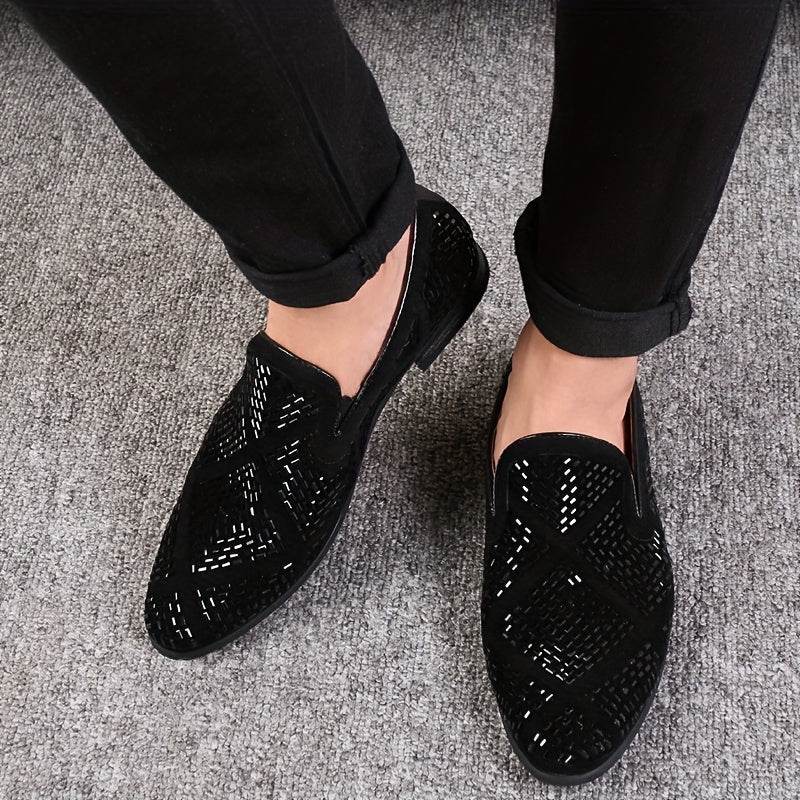 Rhinestone Men's Faux Slip-On Oxfords Shoes - Mens Attire
