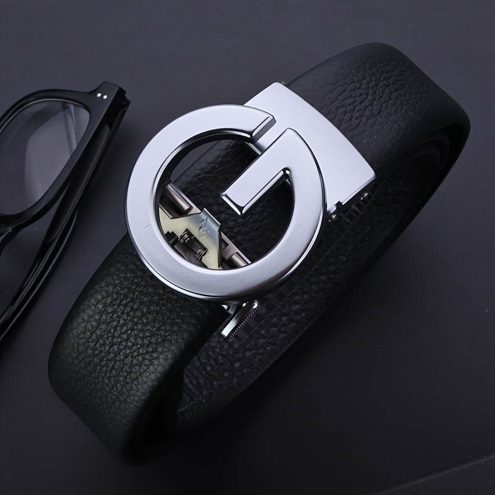 Automatic sleek and versatile men’s black faux leather belt - Mens Attire