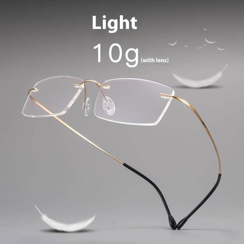 Minimalist Titanium Rimless Rectangular Antiblue Glasses - Mens Attire