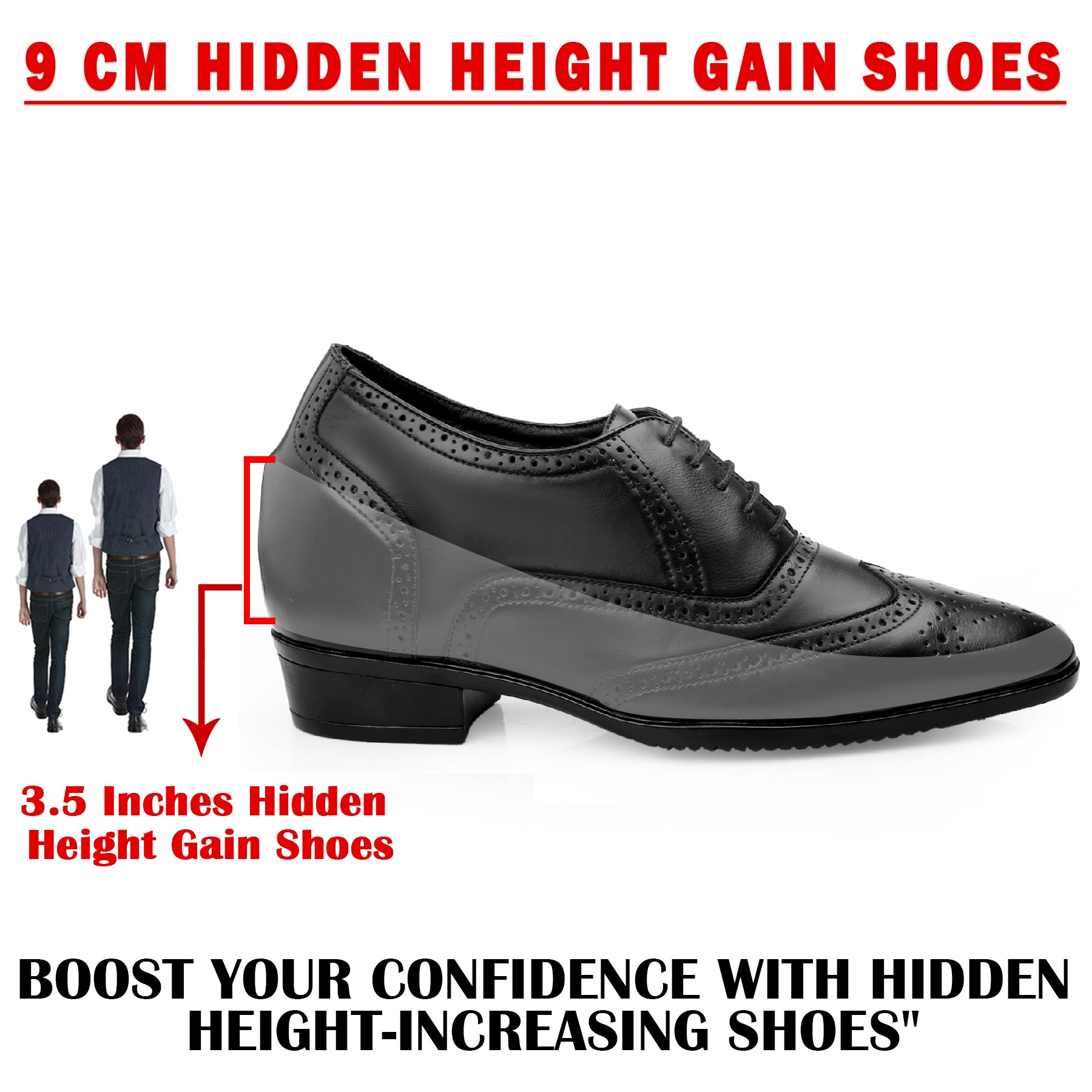 Mens Formal Height Increasing Brogues with 3.5" Boost