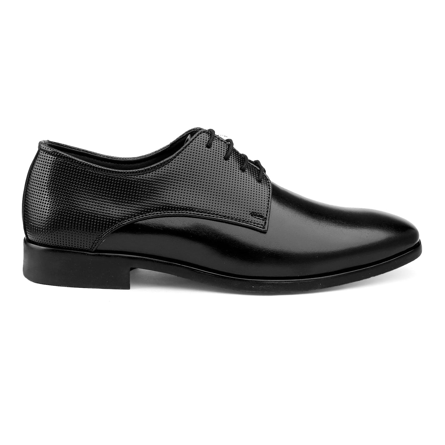 Black dress shoe on a white background