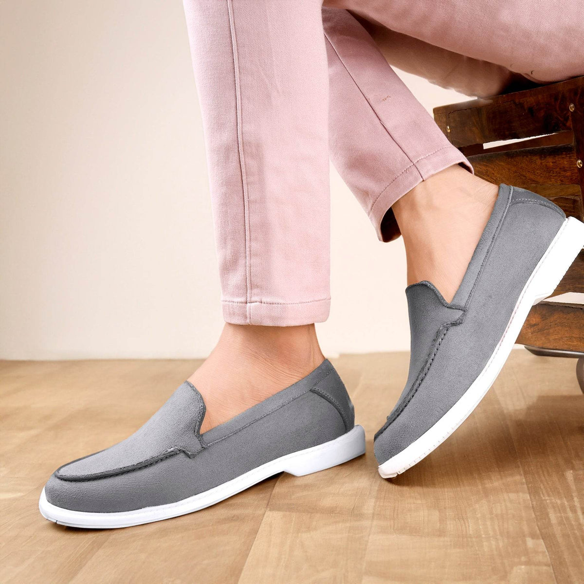 Comfortable old money style shoes for men Loafers - Grey - Mens Attire